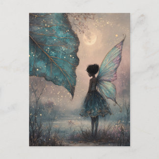 Carte Postale Enchanted Moonlit Leaf Fairy Watercolor Fantasy