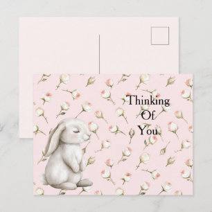 Carte Postale Enchanted Roses Roses Rose Bunny Floral Penser à v