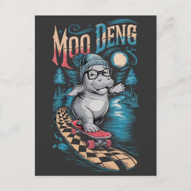 Carte Postale Enchanter Moo Deng Hippo (Devant)