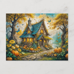 Carte Postale Enchanting Autumn Cot with Pumkins