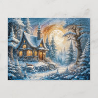 Enchanting Winter Cottage Moonlight