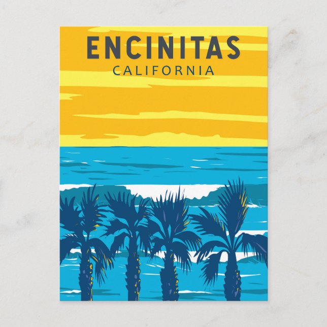 Carte Postale Encinitas California Travel Art Vintage (Devant)
