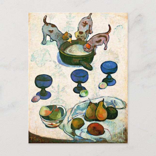 Carte Postale Encore la vie avec trois chiots, Paul Gauguin (Devant)