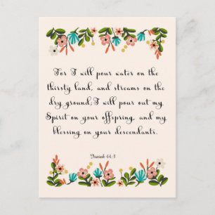 Carte Postale Encourager les vers bibliques Art - Ésaïe 44:3