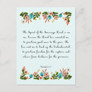 Carte Postale Encourager les vers bibliques Art - Ésaïe 61:1