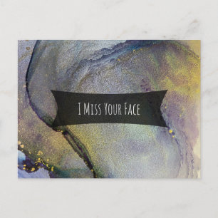 Carte Postale Encre Abstraite Colorée D'Alcool Je Manque Votre V