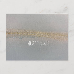 Carte Postale Encre D'Alcool Bleu Or Abstrait Je Manque Votre Vi