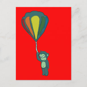 Carte Postale encre de montgolfière de singe