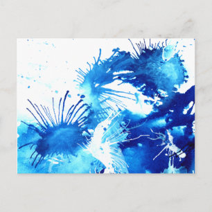 Carte Postale Encres acryliques bleues Peinture abstraite floral