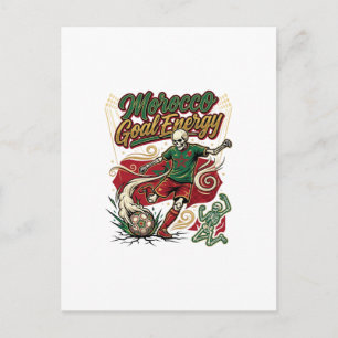 Carte Postale Énergie de but du Maroc Skeleton Striker Nations C