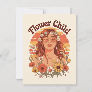 Carte Postale Enfant à fleurs