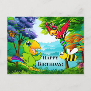 Carte postale Enfant Anniversaire de perroquets co
