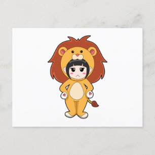Carte Postale Enfant avec costume de lion