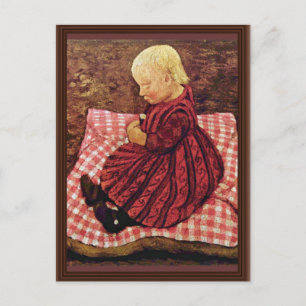 Carte Postale Enfant Bauer Sur Coussins Contrôlés En Rouge Par M