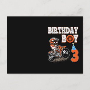 Carte Postale Enfant de 3 ans - Garçon d'anniversaire - Moto tou
