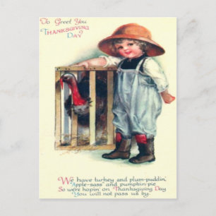 Carte Postale Enfant & Dinde