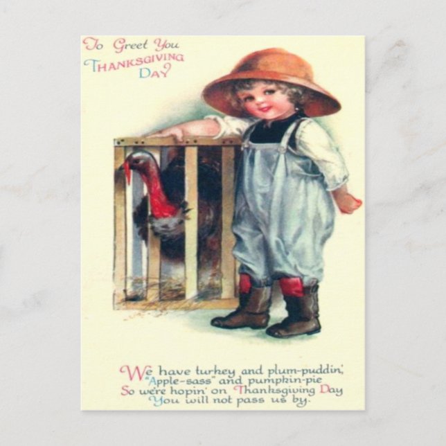 Carte Postale Enfant & Dinde (Devant)