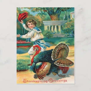 Carte Postale Enfant & Dinde