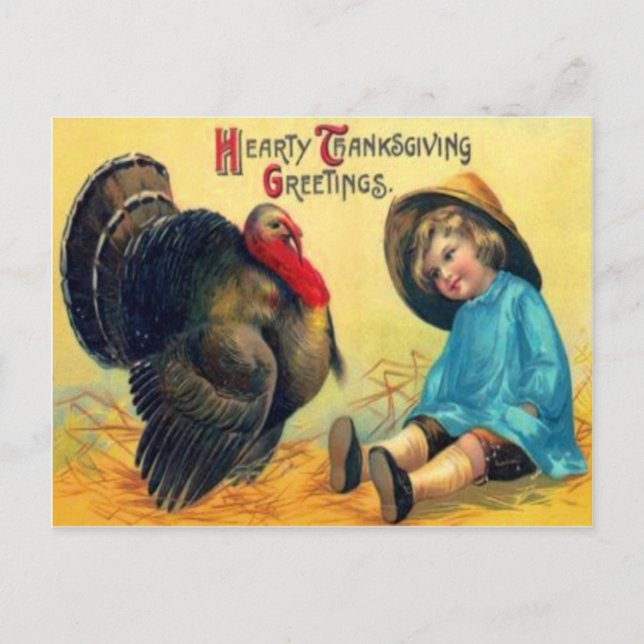 Carte Postale Enfant & Dinde (Devant)