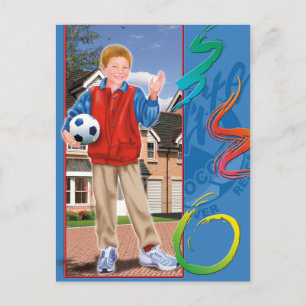Carte Postale Enfant garçon avec ballon de football