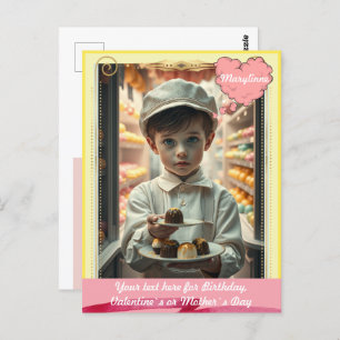 Carte Postale Enfant mignon avec divers bonbons faits main sur m