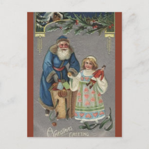 Carte Postale Enfant vintage avec Blue St Nick Noël