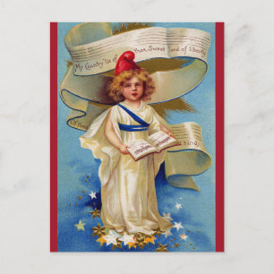 Carte Postale Enfant vintage chantant Mon pays Tis of The