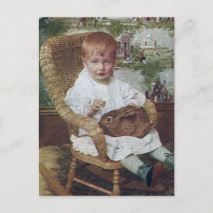 Carte Postale Enfant vintage et lapin