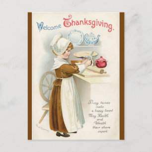 Carte Postale Enfant Vintage Fait une Tarte aux Pommes pour Than