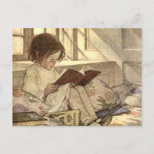 Carte Postale Enfant vintage Lire un livre, Jessie Willcox Smith