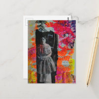 Enfant Vintage sur Fleurs Collage en Techniques Mi