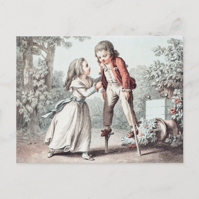 Carte Postale Enfant vintage sur pilotis (Devant)