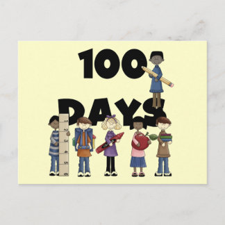 Carte Postale Enfants 100 jours de t-shirts et cadeaux scolaires