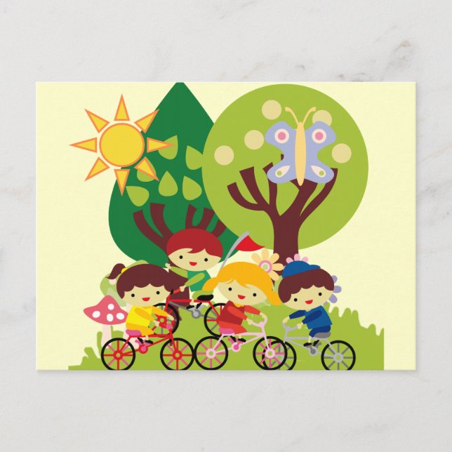 Carte Postale Enfants à vélo (Devant)