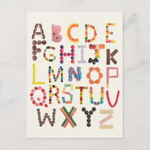 Carte Postale Enfants Alphabet Retour à l'école Candy Halloween