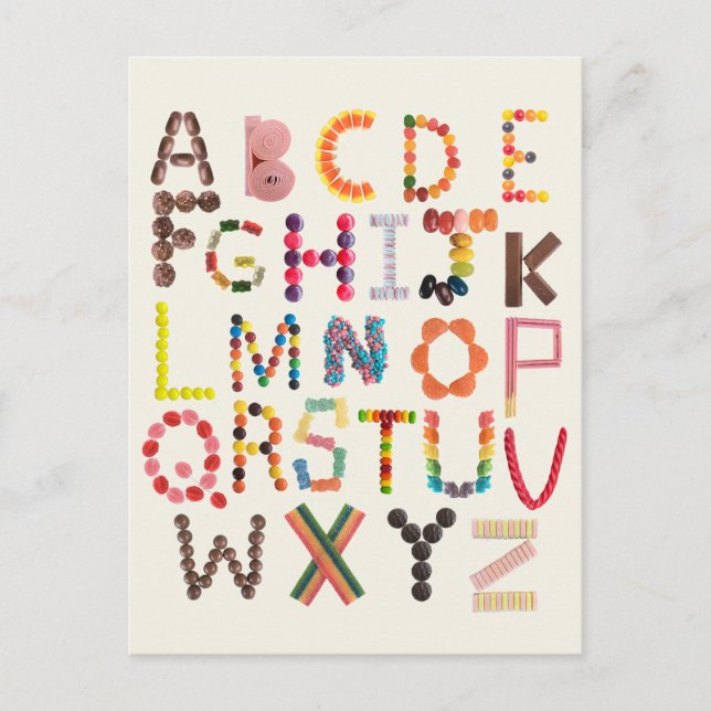 Carte Postale Enfants Alphabet Retour à l'école Candy Halloween  (Devant)