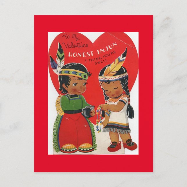 Carte Postale Enfants amérindiens mignons Vintage Valentine (Devant)