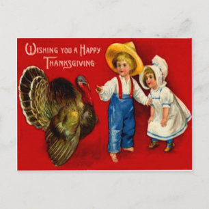 Carte Postale Enfants avec dinde