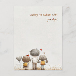 Carte Postale Enfants avec grand-père