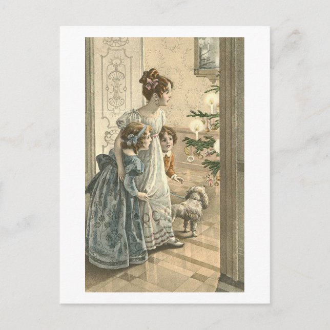 Carte Postale Enfants, Chien Regardant L'Arbre (Devant)