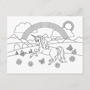Carte Postale Enfants Color Me Unicorn Arc-en-ciel