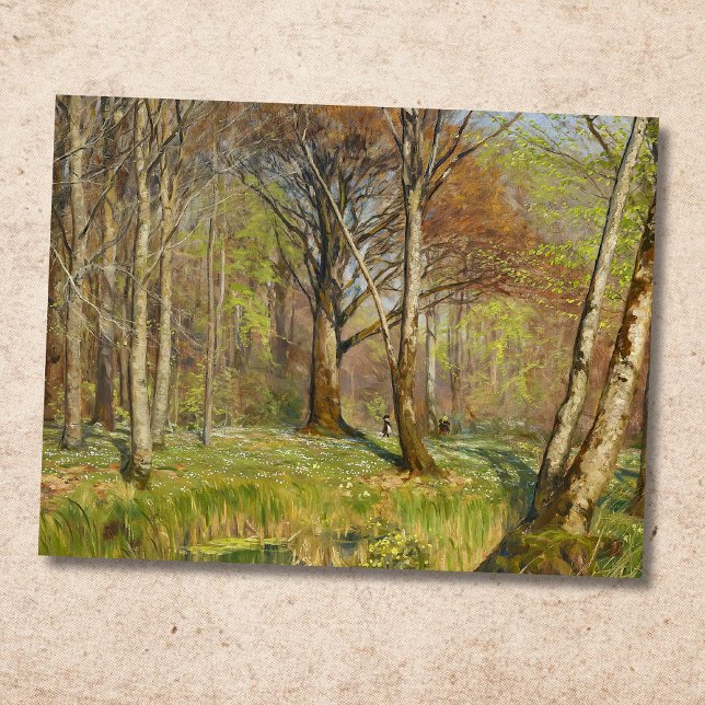 Carte Postale Enfants dans la forêt printanière H.A. Brendekilde (Créateur téléchargé)