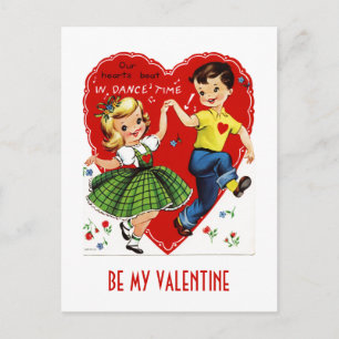 Carte postale Enfants Dansant Retro Valentine