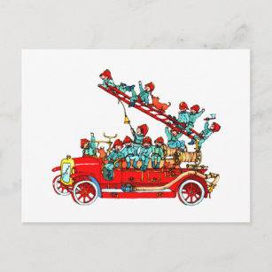 Carte postale Enfants de camion-feu