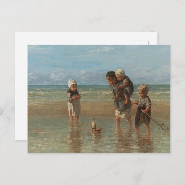 Carte Postale Enfants de la mer, Jozef Israels (Devant / Derrière)