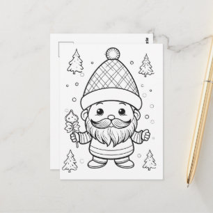 Carte Postale Enfants de lutin festifs coloriage 
