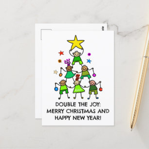 Carte Postale Enfants de Noël personnalisés