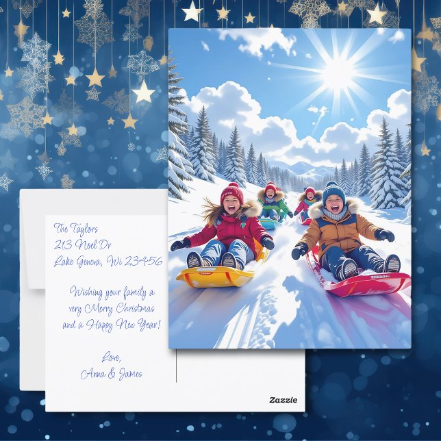 Carte Postale Enfants Dormir Hiver Noël personnalisé (Créateur téléchargé)