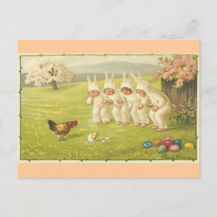 Carte Postale Enfants en costumes lapins