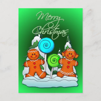 CARTE POSTALE ENFANTS ET LOLLIPOPS DE PAIN DE GINGERBREAD PAR SH